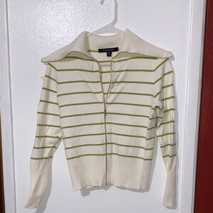 Marc New York Cream and Green Striped Cardigan